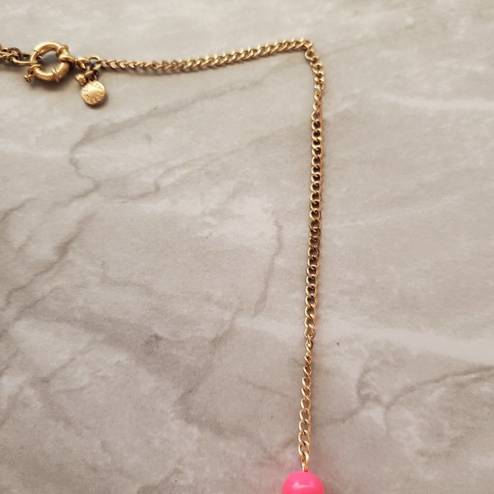 💕 J.Crew Hot Pink Rhinestone Crystal Pave Fire Ball BeadedNecklace 💕 - Picture 15 of 16